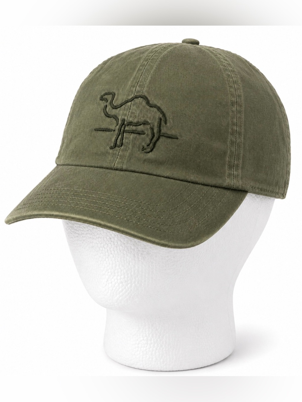 Vintage Camel Embroidered Olive Green Adjustable Hat Cap